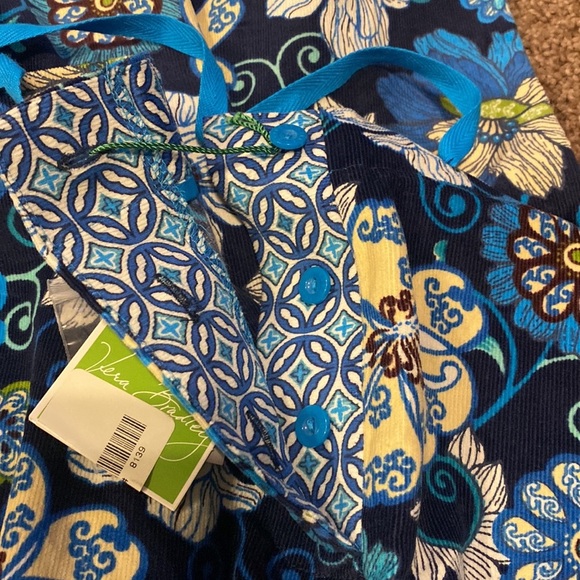 Vera Bradley blue floral corduroy wide leg drawstring waist pants size XL - Picture 8 of 8